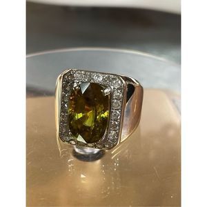 14KT Yellow Gold Sphene & Diamond Ring